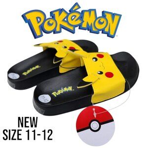 NEW Boy's Size 11 - 12 Sandals Pikachu Pokemon Yellow Black Toddler Slides Shoes